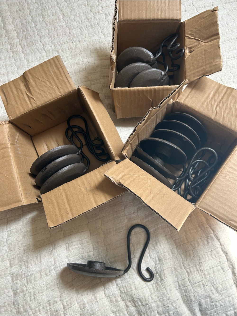 Cast Iron “Antique Brown” Metal Taper Candle Holder SET of 13